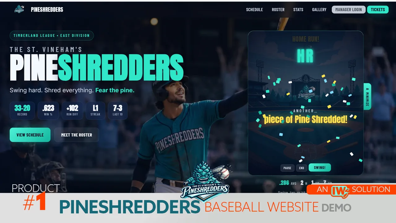 Baseball Website | Pineshredders | Inner Web Solutions