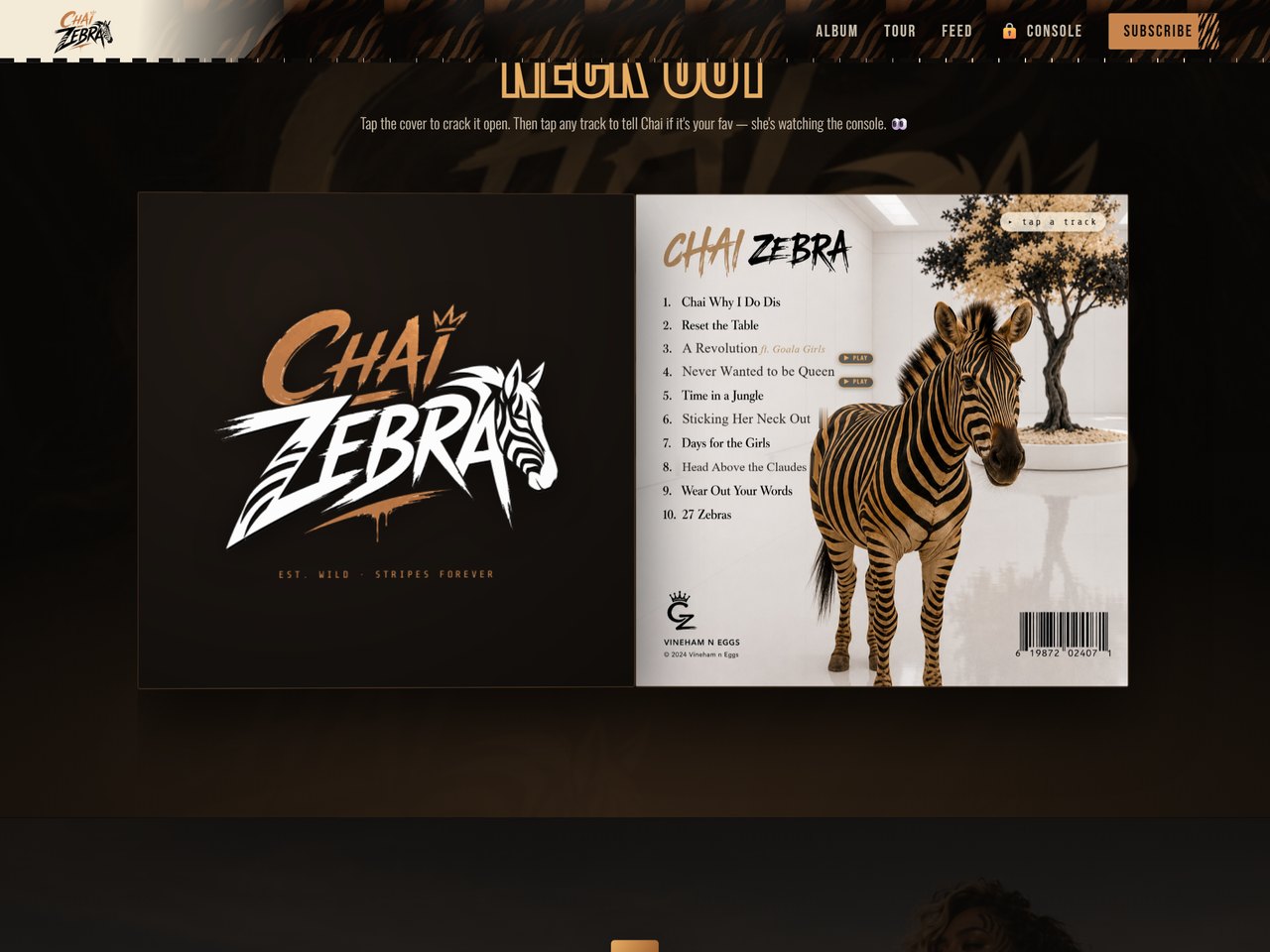Chai Zebra interactive album, opened