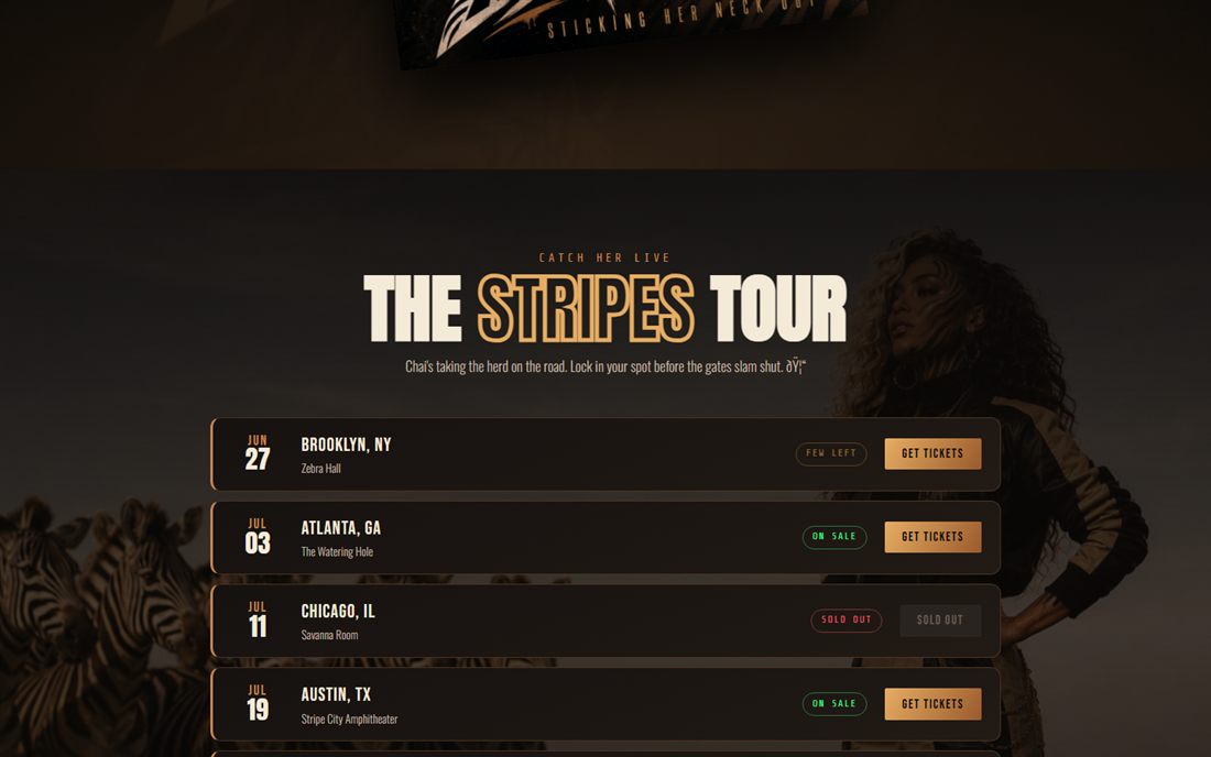 Chai Zebra tour dates